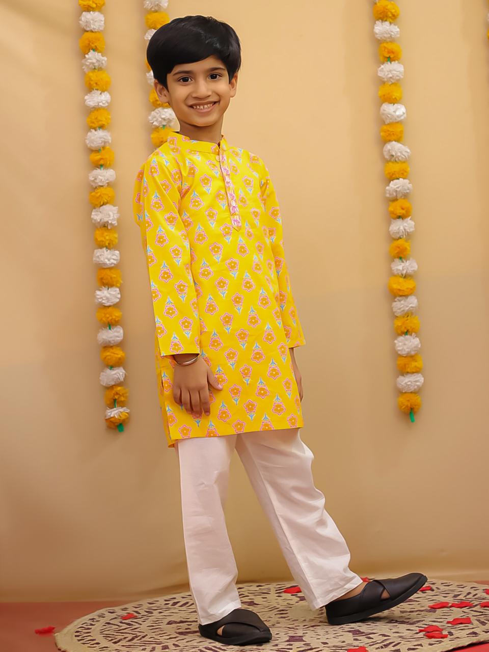 Yellow boy's kurta pajama
