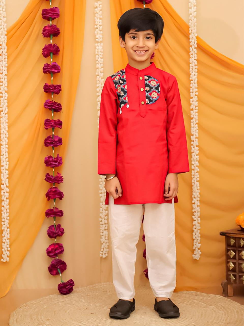 Boy's red navratri kurta pajama