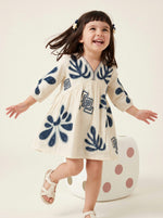 Ivory and Ink Embroidered Dress
